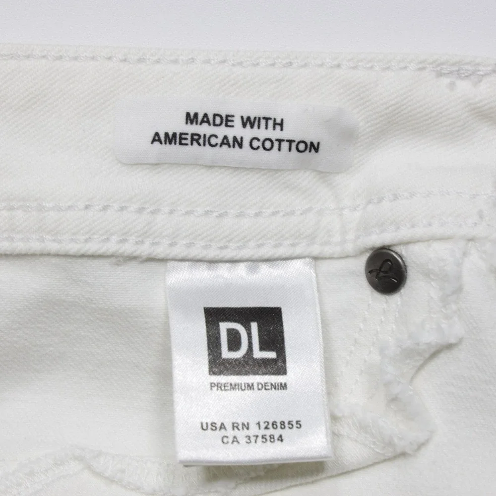 DL1961 Women's Hybrid 360 Splatter Print Skinny Jeans Denim‎ Raw Edge White 25